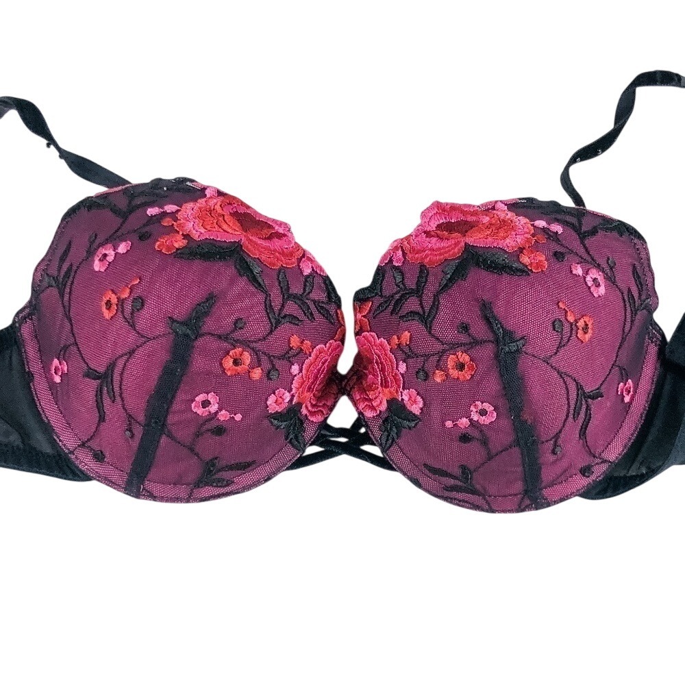 Couture by Cabernet Embroidered Floral Bra Size 34C